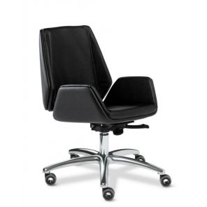 Кресло Multi-Office Siena Chrome B, кожа черная