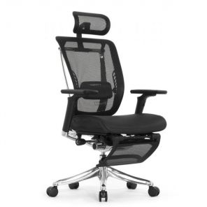 Кресло Falto Sping 2 с подножкой (черная сетка)